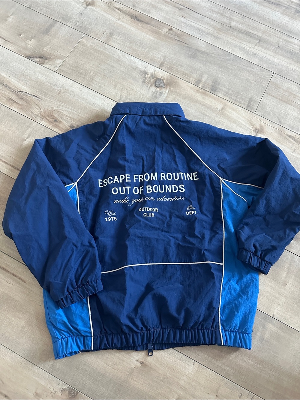 Zara Blue Navy Windbreaker Rain Jacket Jacket “Escape From Routine Out of Bounds